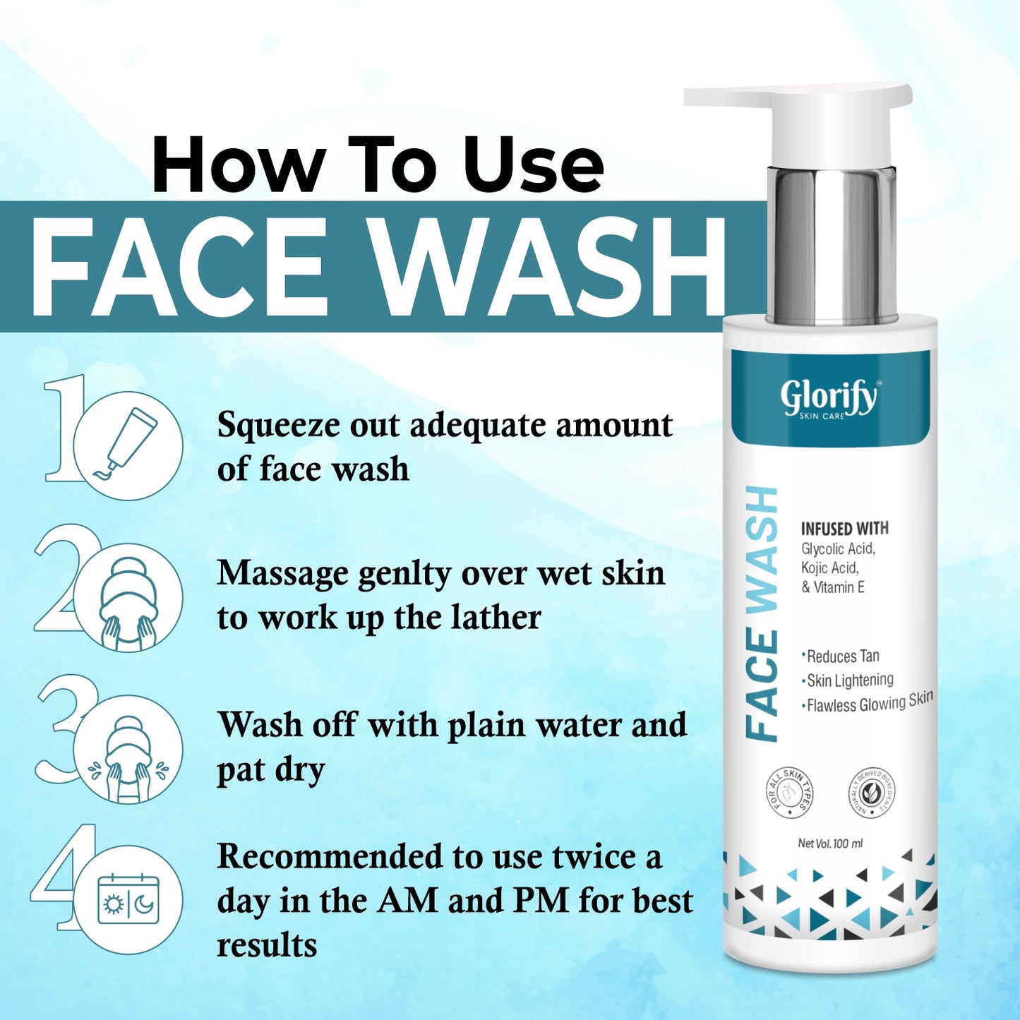 Glorify Natural Face Wash | for De-Tanning , Skin Brighting and Flawness Skin