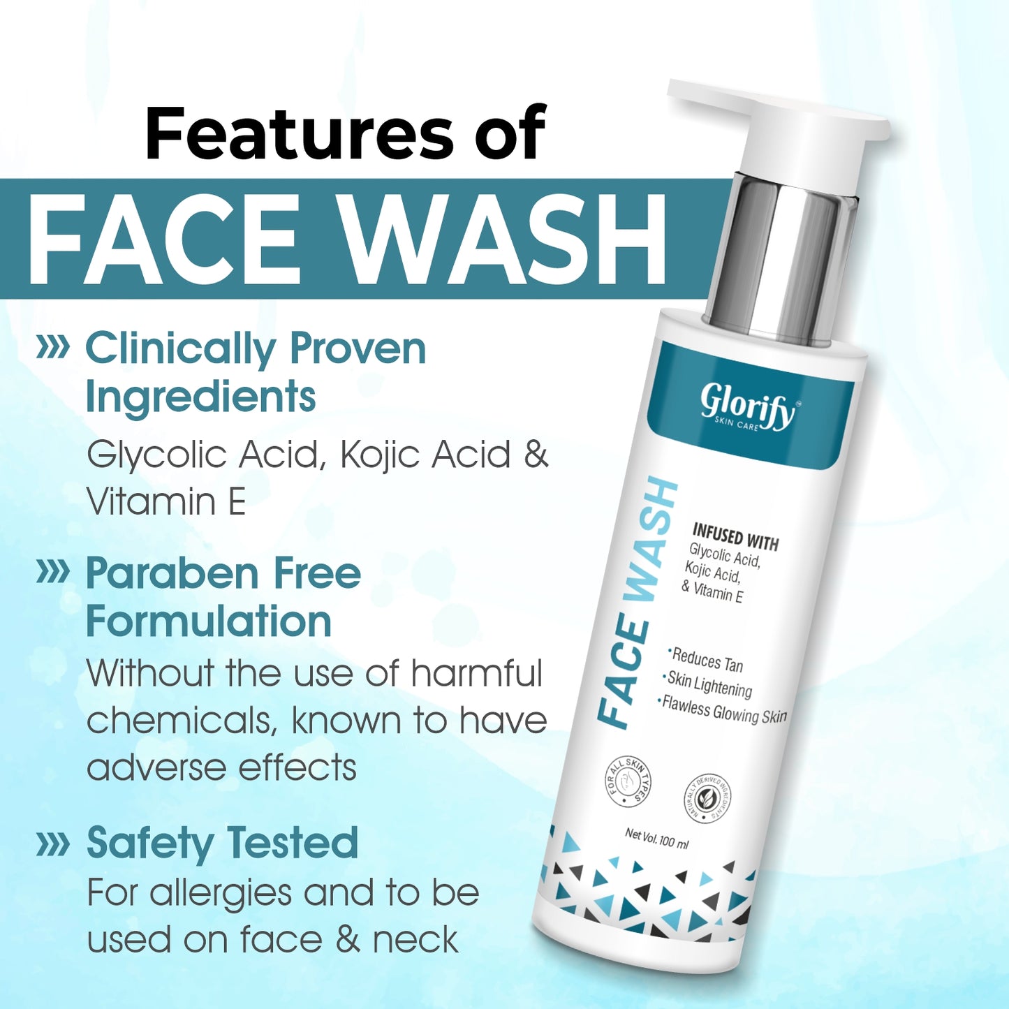 Glorify Natural Face Wash | for De-Tanning , Skin Brighting and Flawness Skin