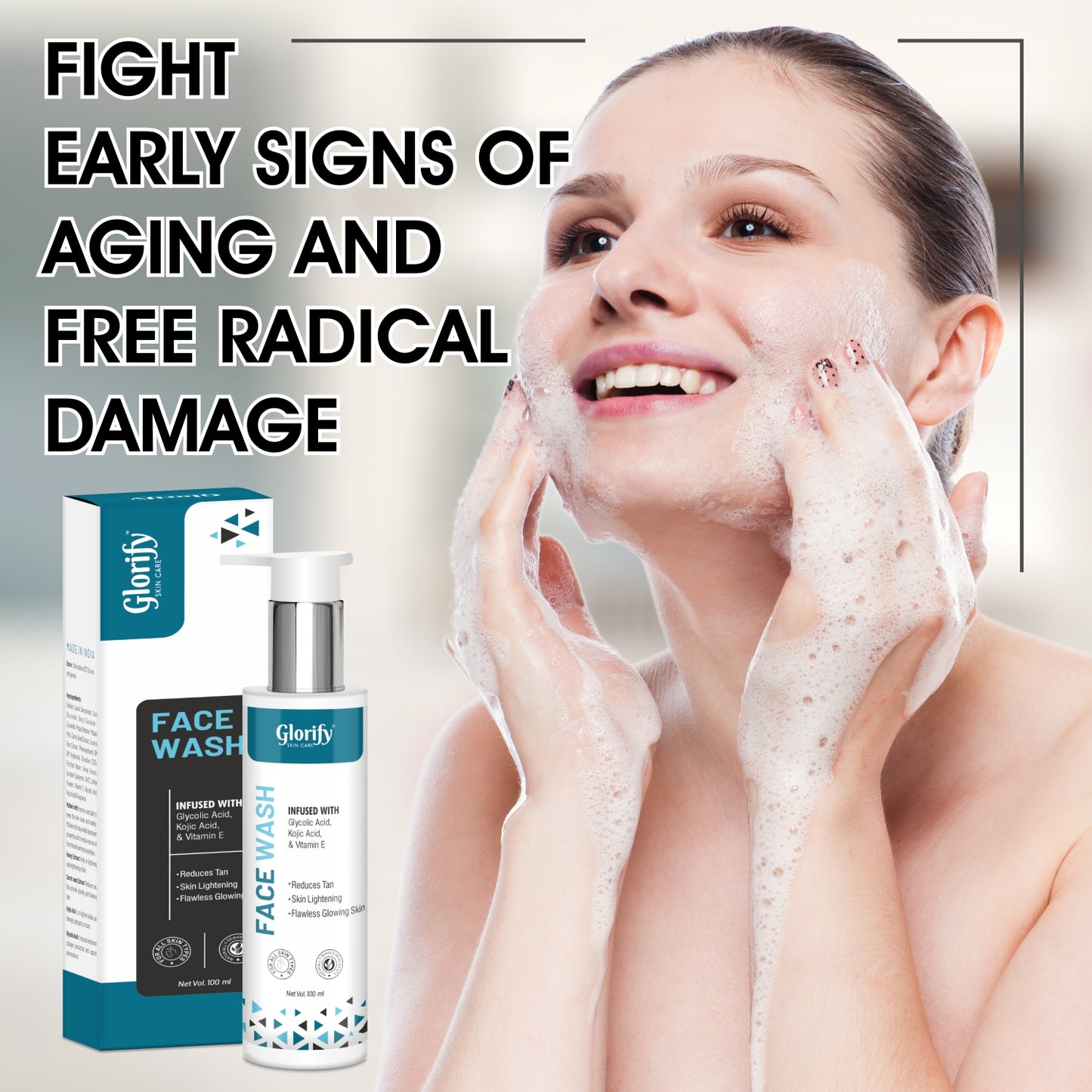 Glorify Natural Face Wash | for De-Tanning , Skin Brighting and Flawness Skin