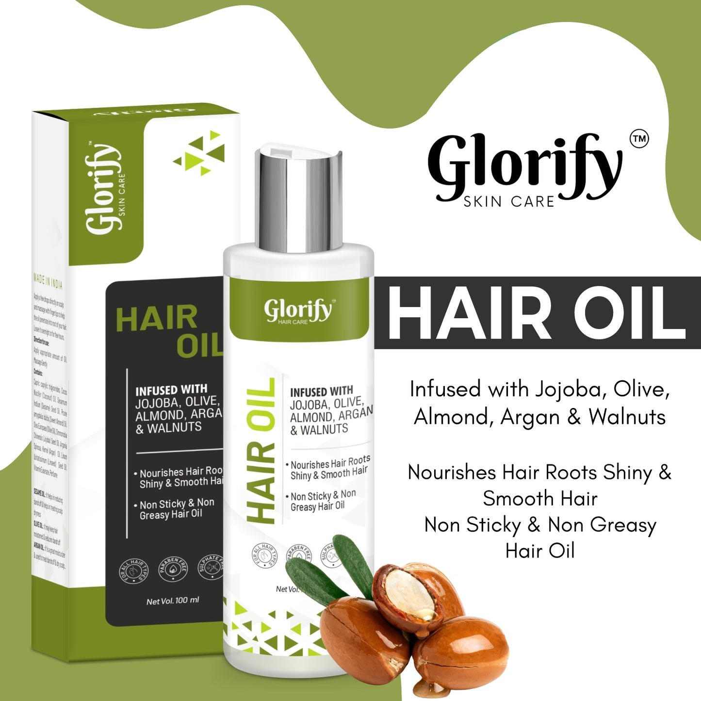 Glorify Natural Hair Oil | for Hair Nourishment , Non Sticky Non Gresy