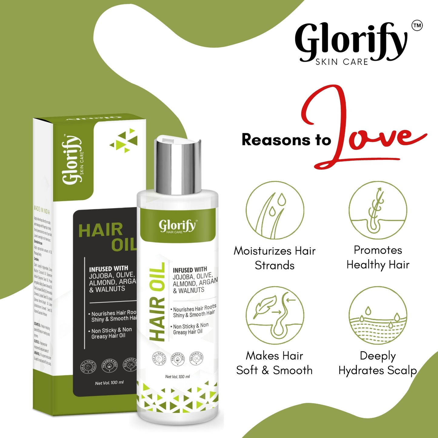 Glorify Natural Hair Oil | for Hair Nourishment , Non Sticky Non Gresy