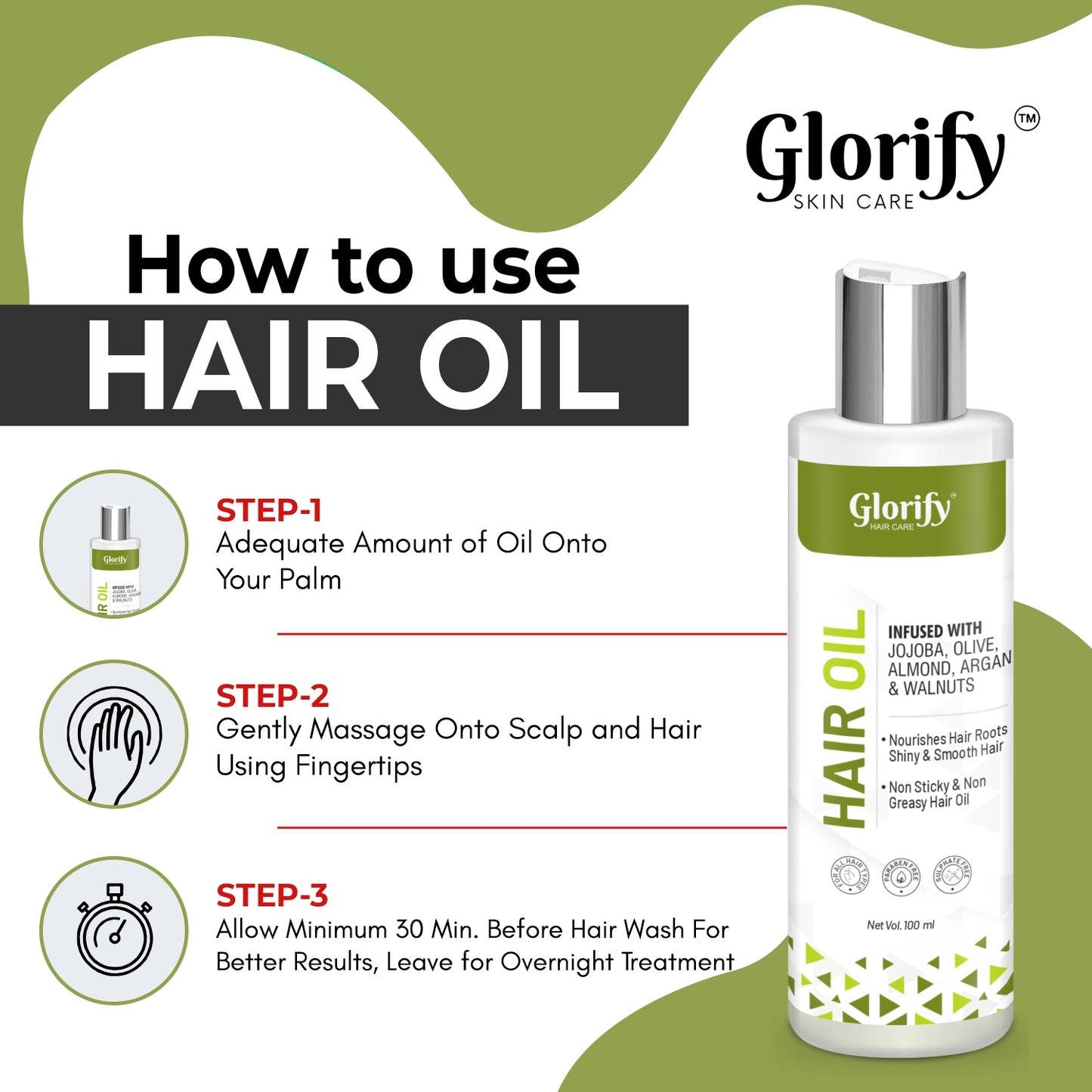 Glorify Natural Hair Oil | for Hair Nourishment , Non Sticky Non Gresy
