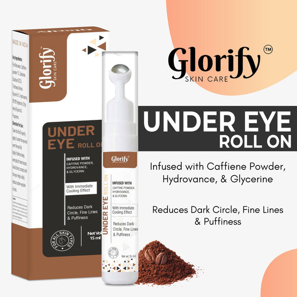 Glorify Under Eye Gel with Roll On | for Puffed eyes, Wrinkles, Finelines & Dark Circles.