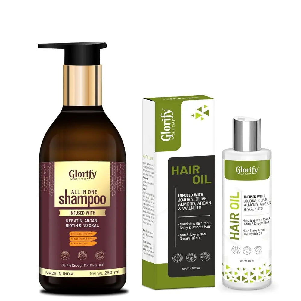 Glorify Hair Nourishment Combo – All-in-One Shampoo & Herbal Hair Oil