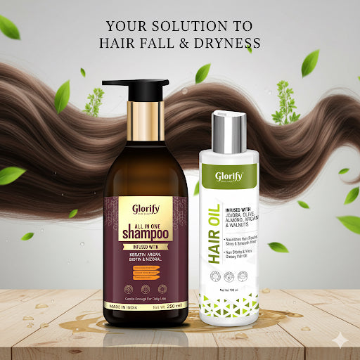 Glorify Hair Nourishment Combo – All-in-One Shampoo & Herbal Hair Oil