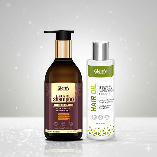 Glorify Hair Nourishment Combo – All-in-One Shampoo & Herbal Hair Oil