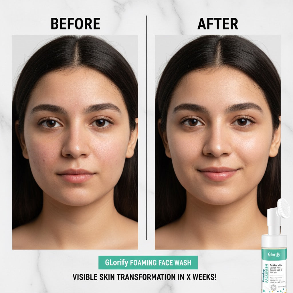 Glorify Foaming Face Wash | with Salicylic acid, Glycolic acid & Aloevera- for pigmentation, Acne,skin elasticity.