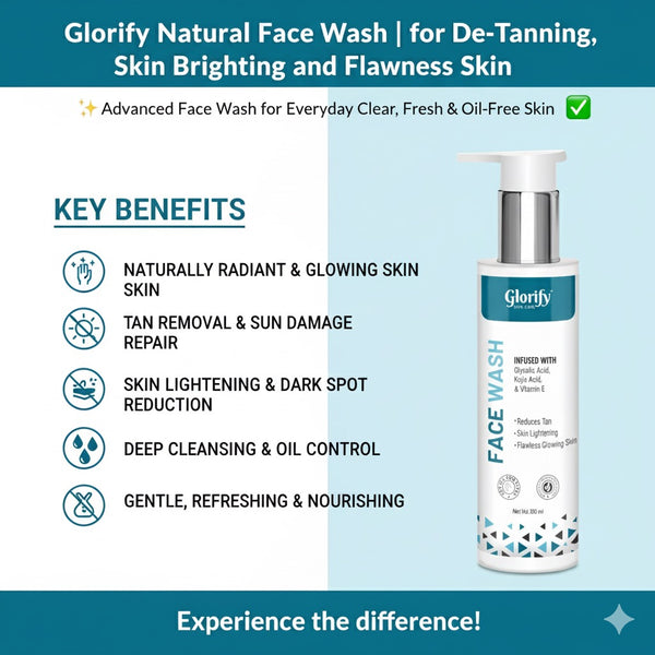 Glorify Natural Face Wash | for De-Tanning , Skin Brighting and Flawness Skin