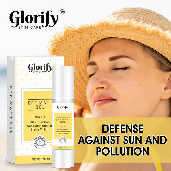 Glorify SPF Matt Gel | sunscreen with 50 spf PA+++, Non comedogenic,Water & Sweat Resistant.