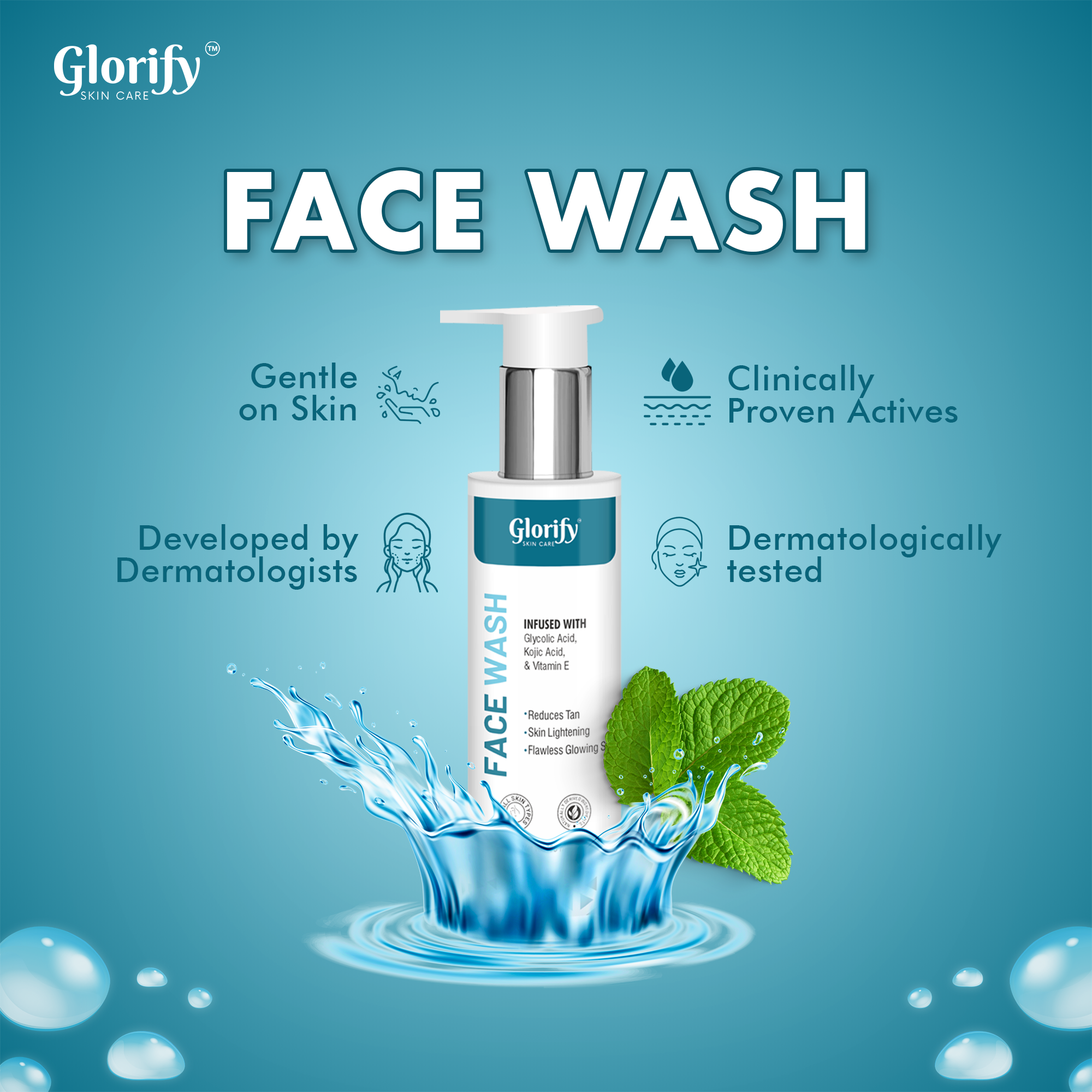Glorify Natural Face Wash | for De-Tanning , Skin Brighting and Flawness Skin