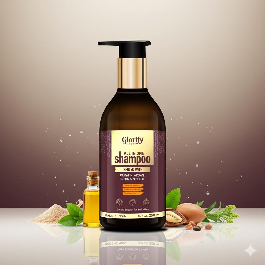 Glorify All-In-One Shampoo |For Reducing Hair Fall , Dandruff ,Flaks & itching on Scalp